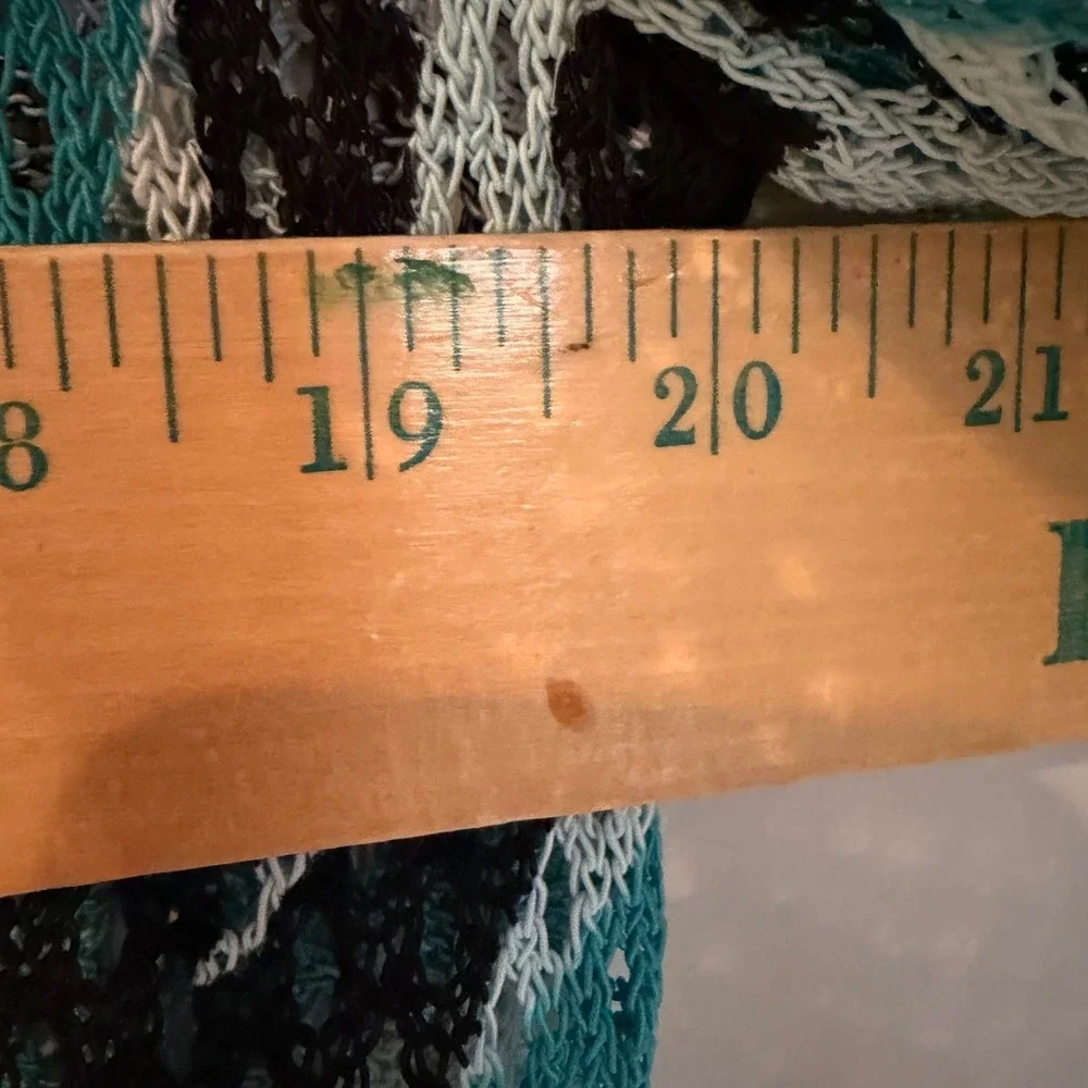 Chicos Palms‎ Mesh Cardigan Sweater Women's Large Teal Tropical Resortwear Boho - Picture 11 of 14